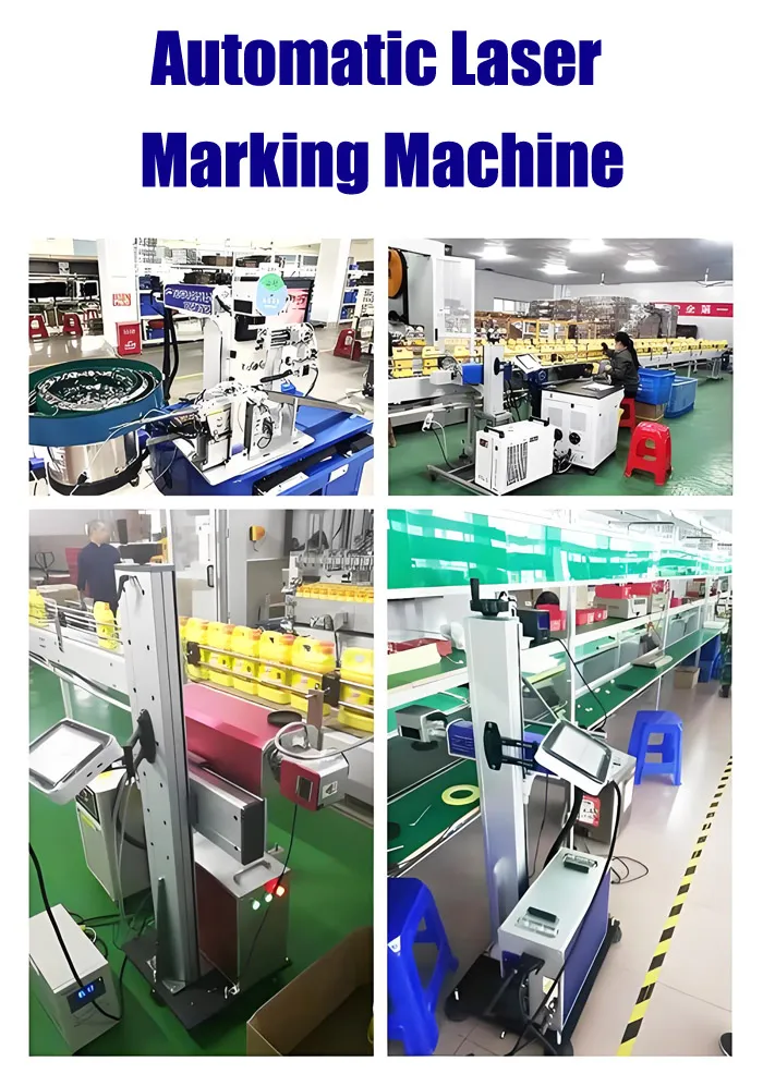 Automatic laser marking machine with conveyor and production line automation