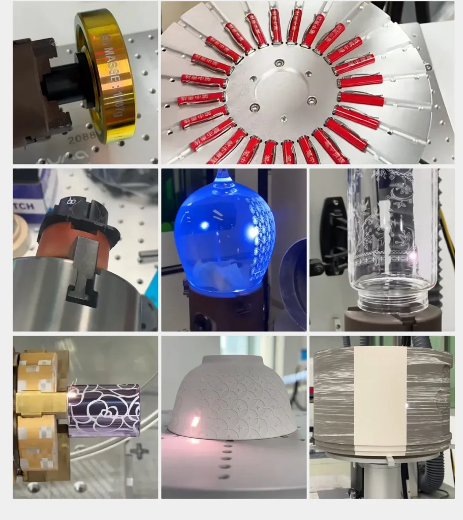 Automatic Laser Marking Machine with Rotary Axis Applications of Rotary Laser Marking