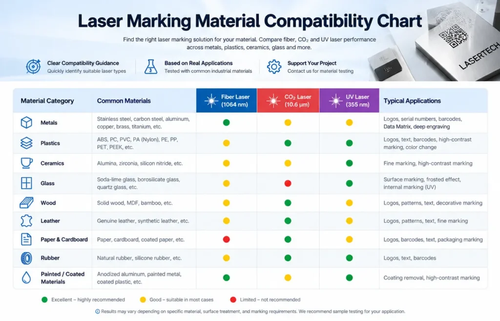 Laser Marking Material Compatibility Chart
