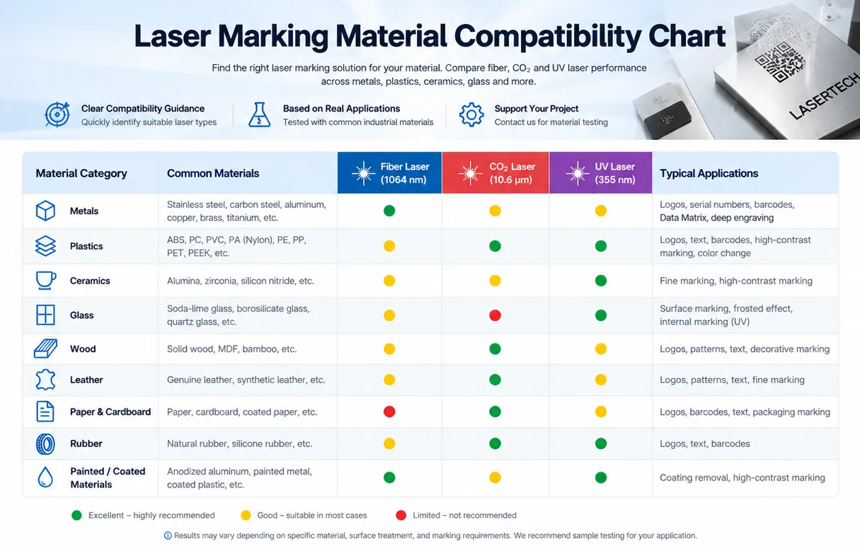 Laser Marking Material Compatibility Chart Laser Marking Material Compatibility Chart