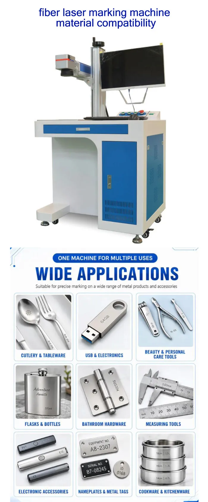 Fiber laser marking machine processing metal materials