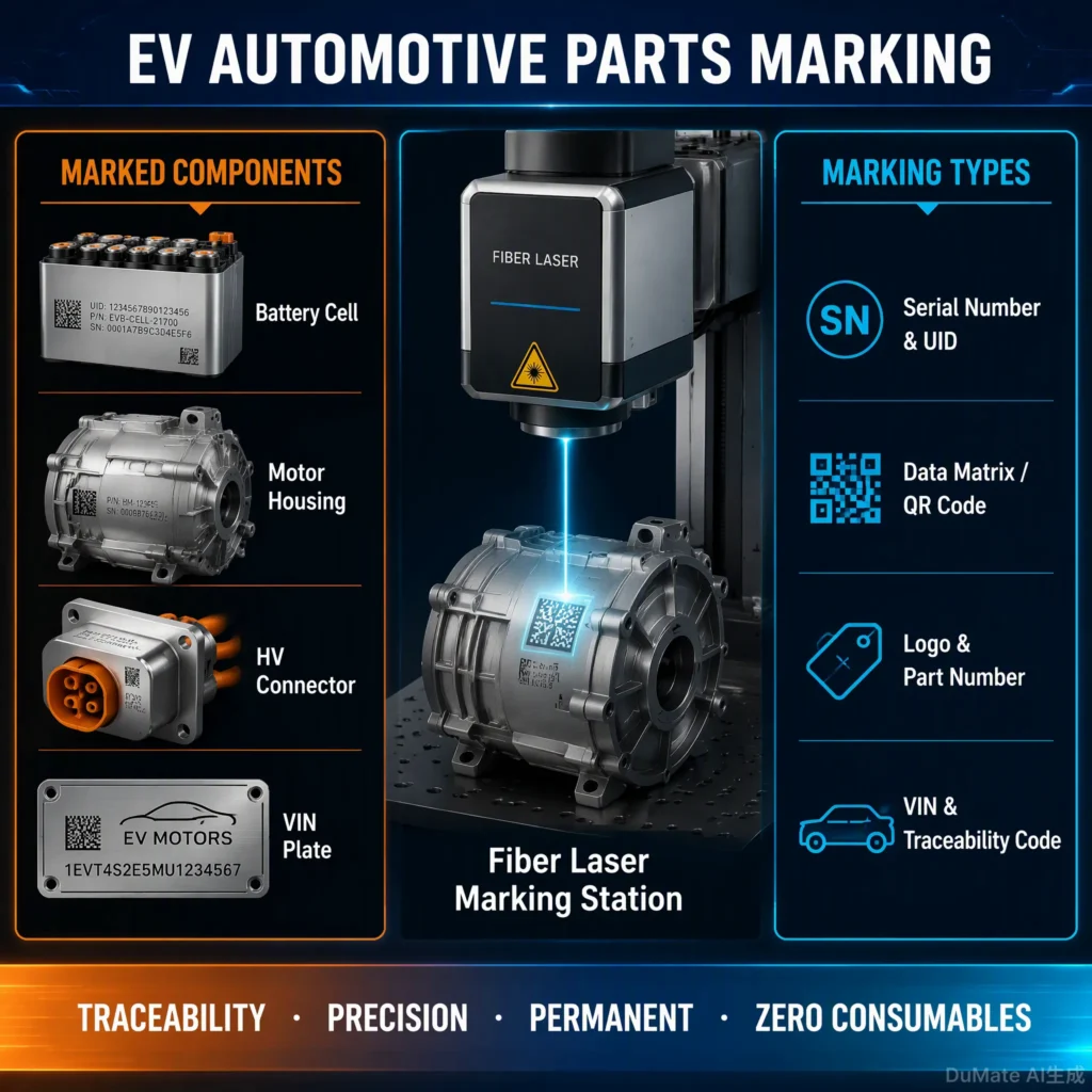 EV Automotive Parts Marking: Laser Marking for Electric Vehicle Components EV Automotive Parts Marking
