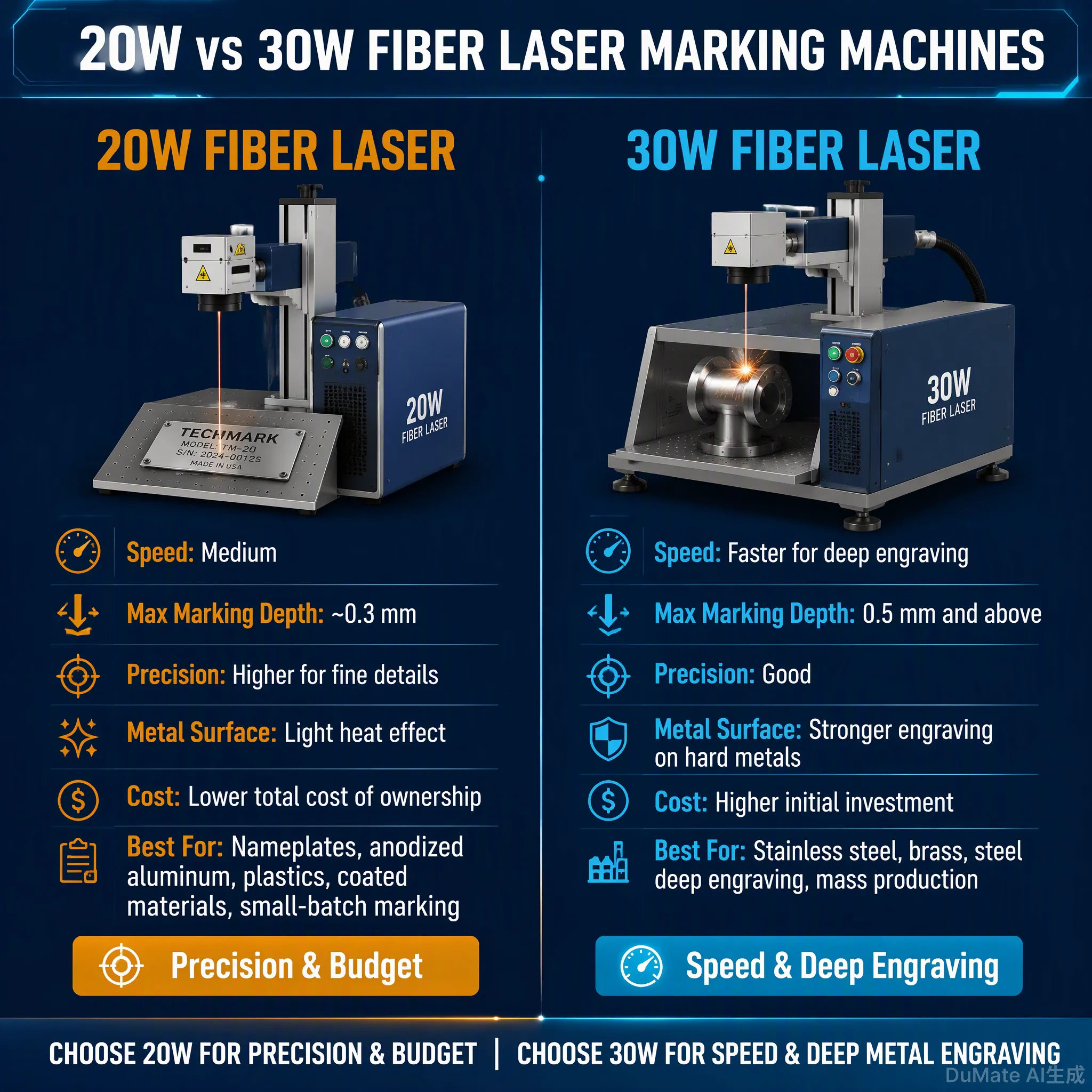 20W vs 30W Fiber Laser Marking Machines: Which Power Fits Your Work?